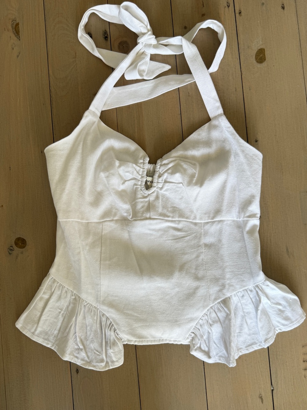 Francesca's Collections White Halter Ruffle Tank Top Size M